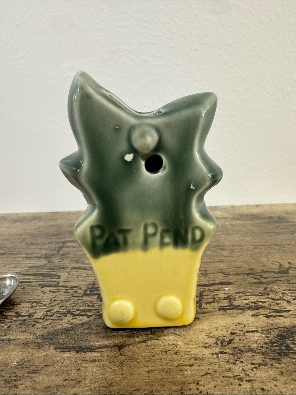 Vintage Ceramic Measuring Spoon Holder Set Green Yellow Retro Kitchen - Picture 5 of 10